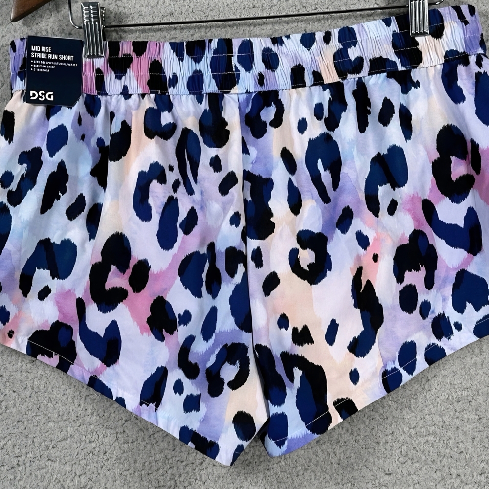 DSG Womens Stride Shorts Multicolor Leopard Print Running Shorts - Picture 2 of 6